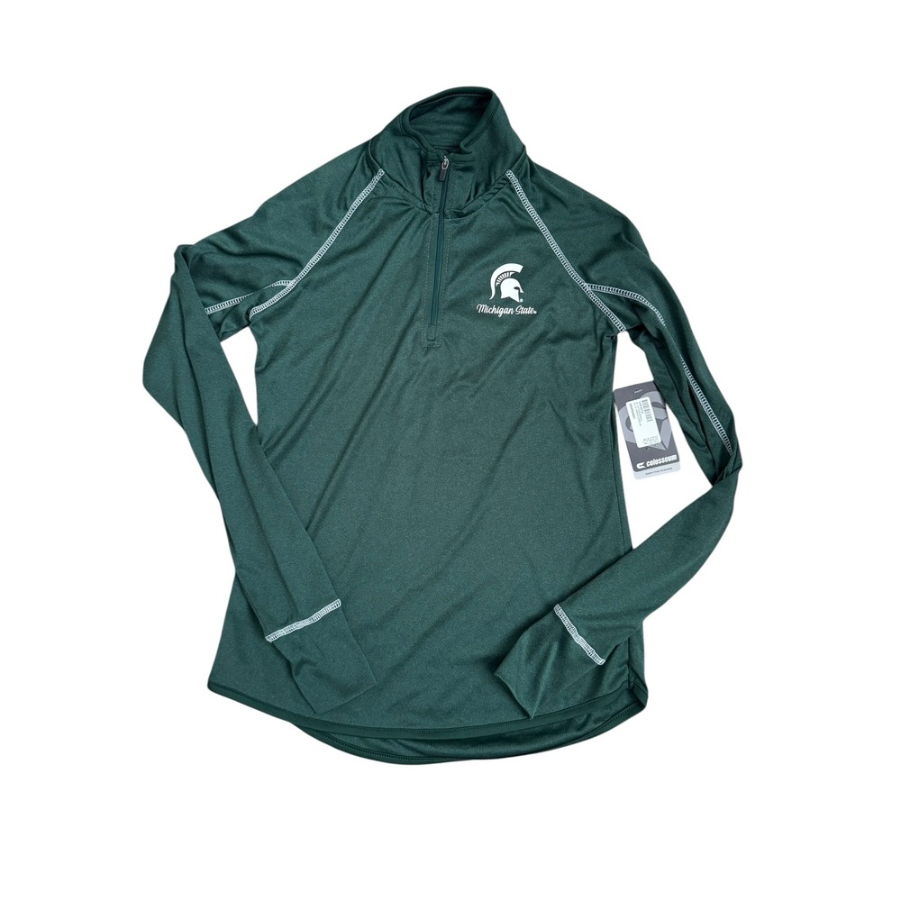 Michigan State Spartans Colosseum Women's 1/4 Zip Pullover Size Medium NWT‎ Flaw